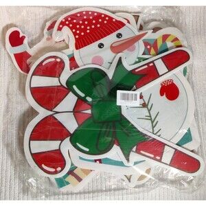Christmas Outdoor 8pc Decorations Plastic Snowman, Santa Claus, Candy Canes NEW